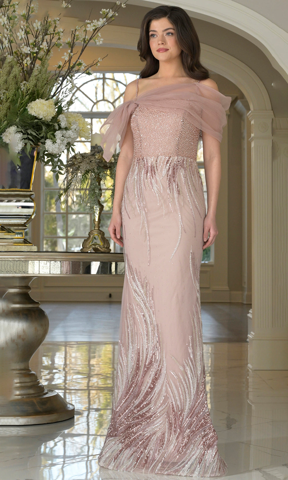Rina di Montella RD3226-1 - Spaghetti Strap Fitted Gown with Beading Mother of the Bride Dresses
