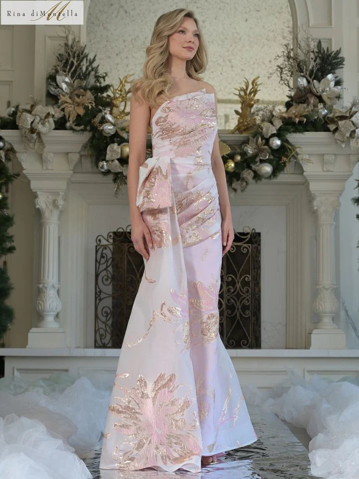 Rina Di Montella RD3233 - Ruched Sash Detail Prom Gown
