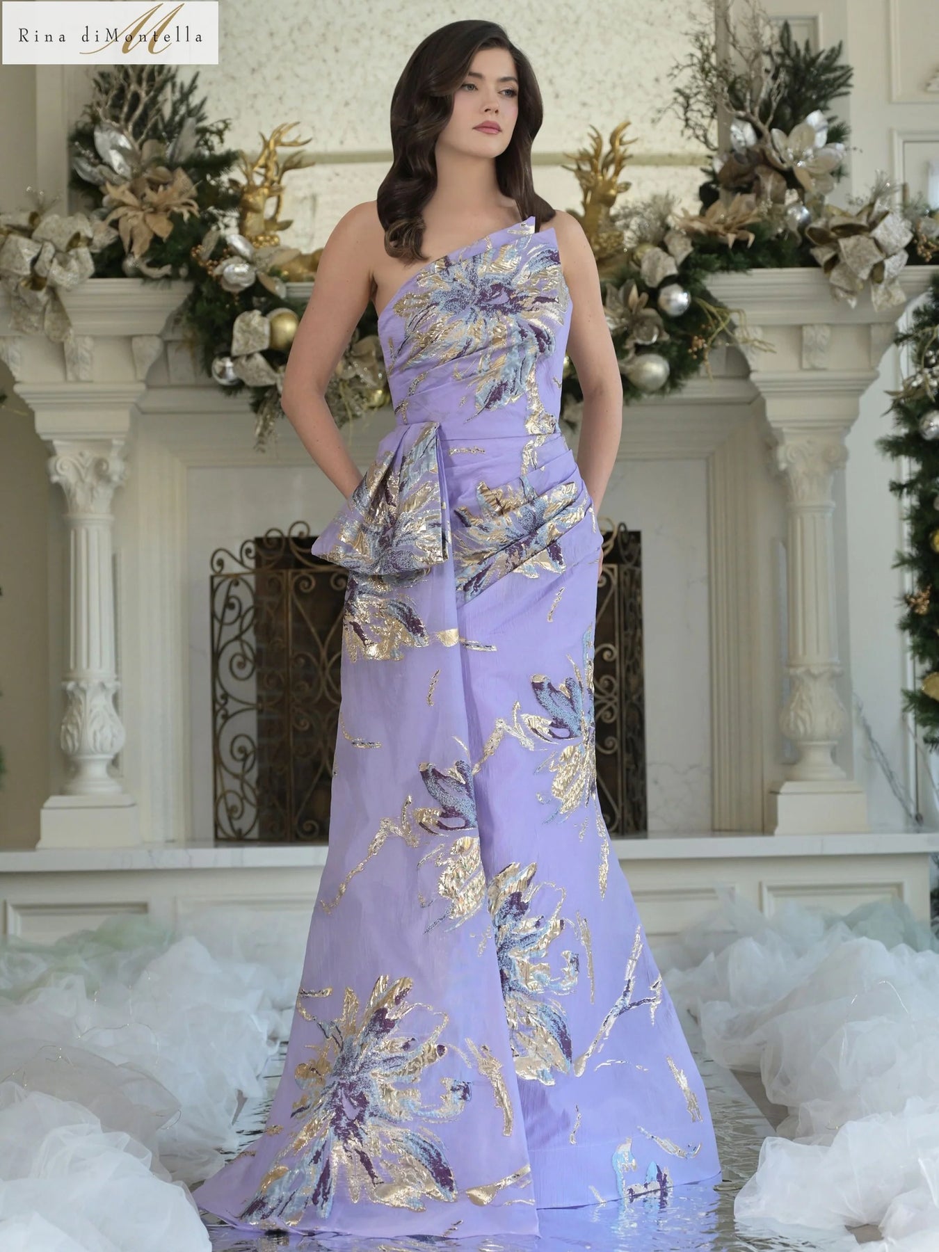 Rina Di Montella RD3233 - Ruched Sash Detail Prom Gown
