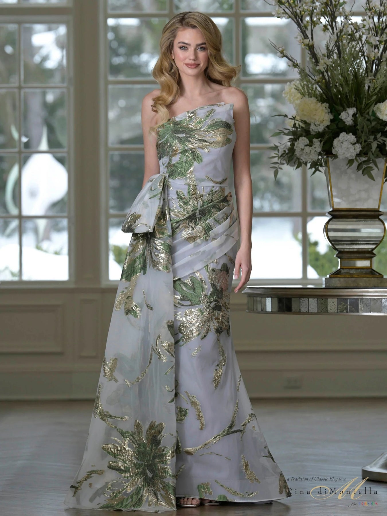Rina Di Montella RD3233 - Ruched Sash Detail Prom Gown