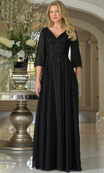 Rina di Montella RD3241-1 - Sheer Sleeve A-line Formal Dress Mother of the Bride Dresses
