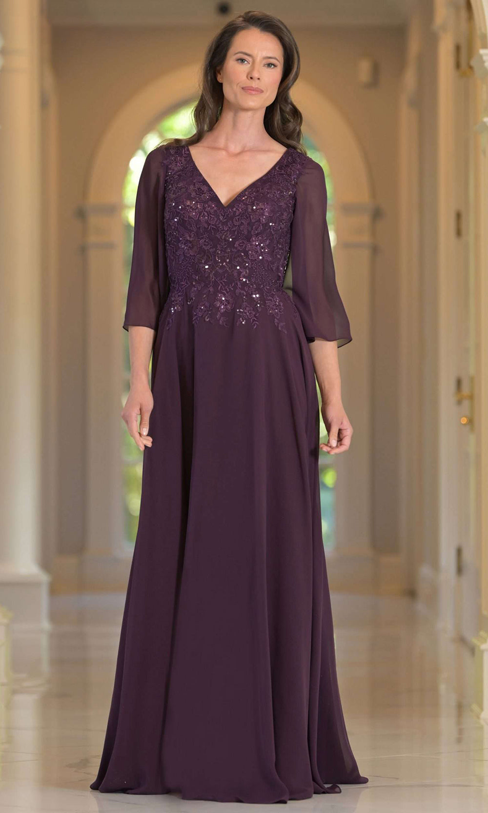 Rina di Montella RD3241-1 - Sheer Sleeve A-line Formal Dress Mother of the Bride Dresses