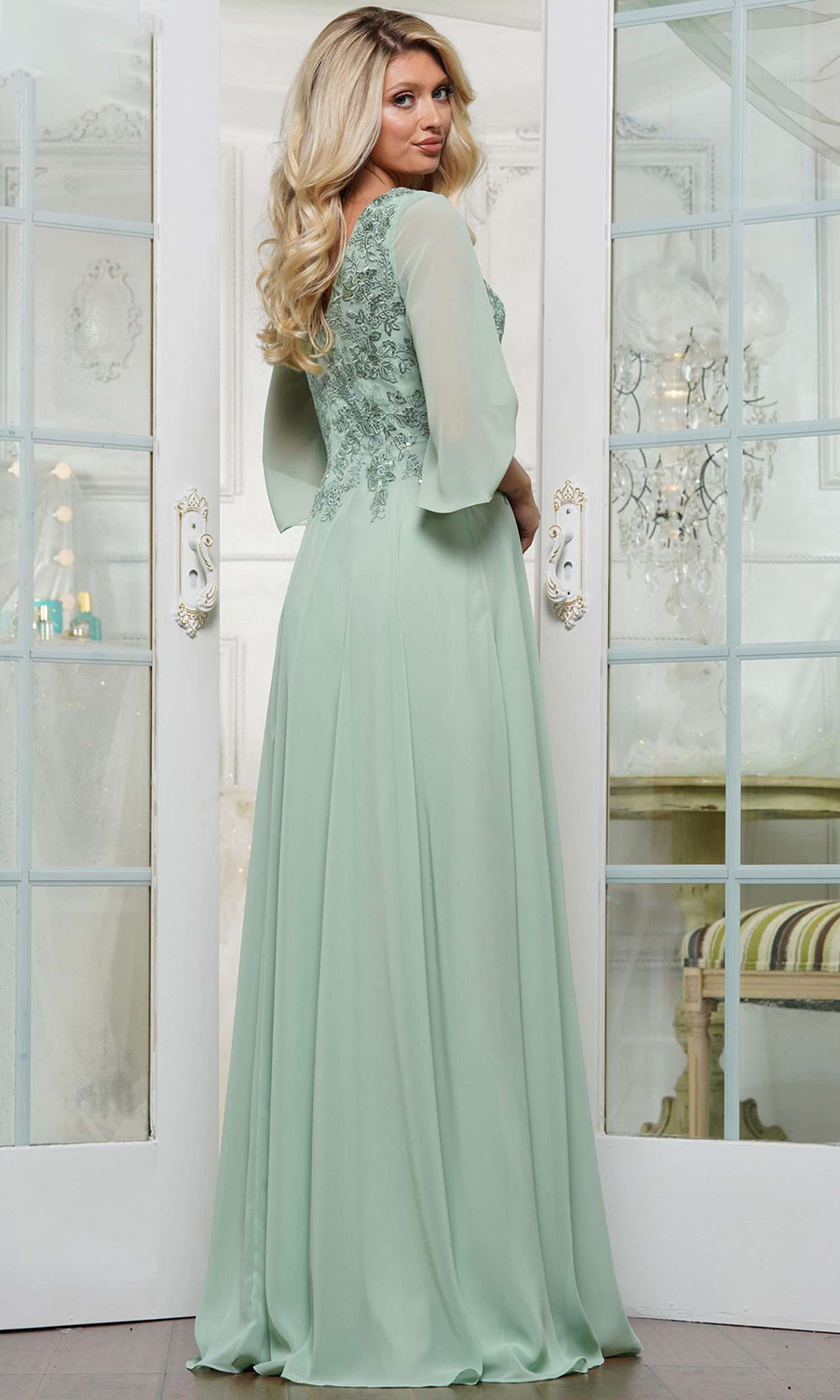 Rina di Montella RD3241-1 - Sheer Sleeve A-line Formal Dress Mother of the Bride Dresses