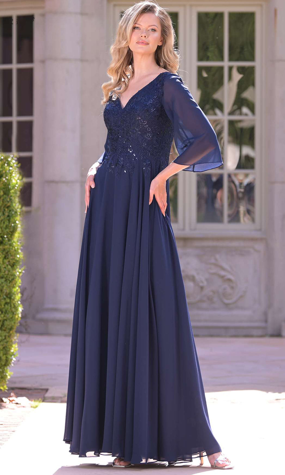 Rina di Montella RD3241-1 - Sheer Sleeve A-line Formal Dress Mother of the Bride Dresses