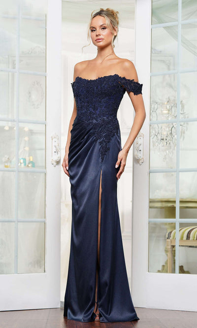 Rina di Montella RD3251-1 - Off Shoulder Embroidered Applique Gown Mother of the Bride Dresses