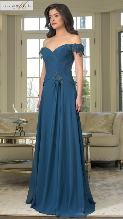 Rina di Montella RD3255-1 - Pleated Bodice Chiffon Formal Dress Mother of the Bride Dresses