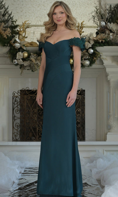 Rina di Montella RD3325-1 - Leaf Applique Off Shoulder Dress Mother of the Bride Dresses