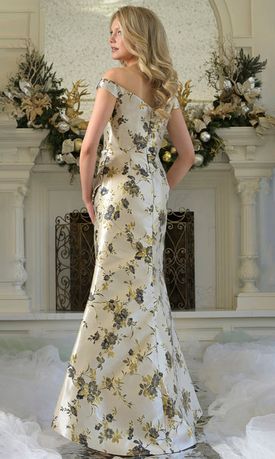 Rina di Montella RD3350-1 - Floral Pattern High Slit Mermaid Gown Formal Gowns