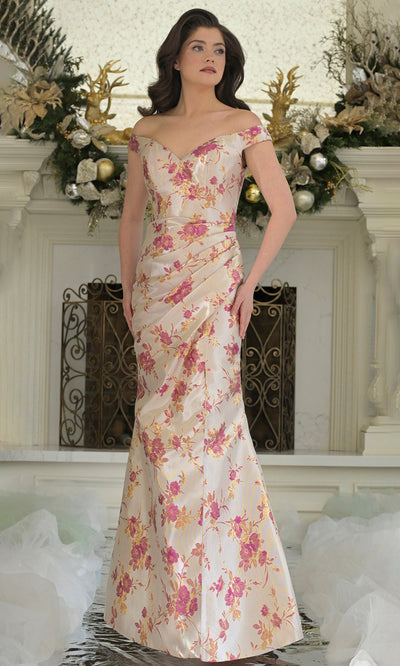 Rina di Montella RD3350-1 - Floral Pattern High Slit Mermaid Gown Formal Gowns