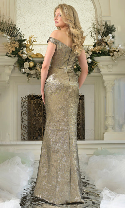 Rina di Montella RD3364-1 - Ruched Jacquard Sheath Evening Gown Formal Gowns