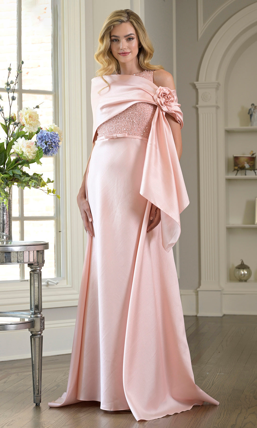 Rina di Montella RD3404 - Jewel Neck Embellished Gown with Overskirt Formal Gowns