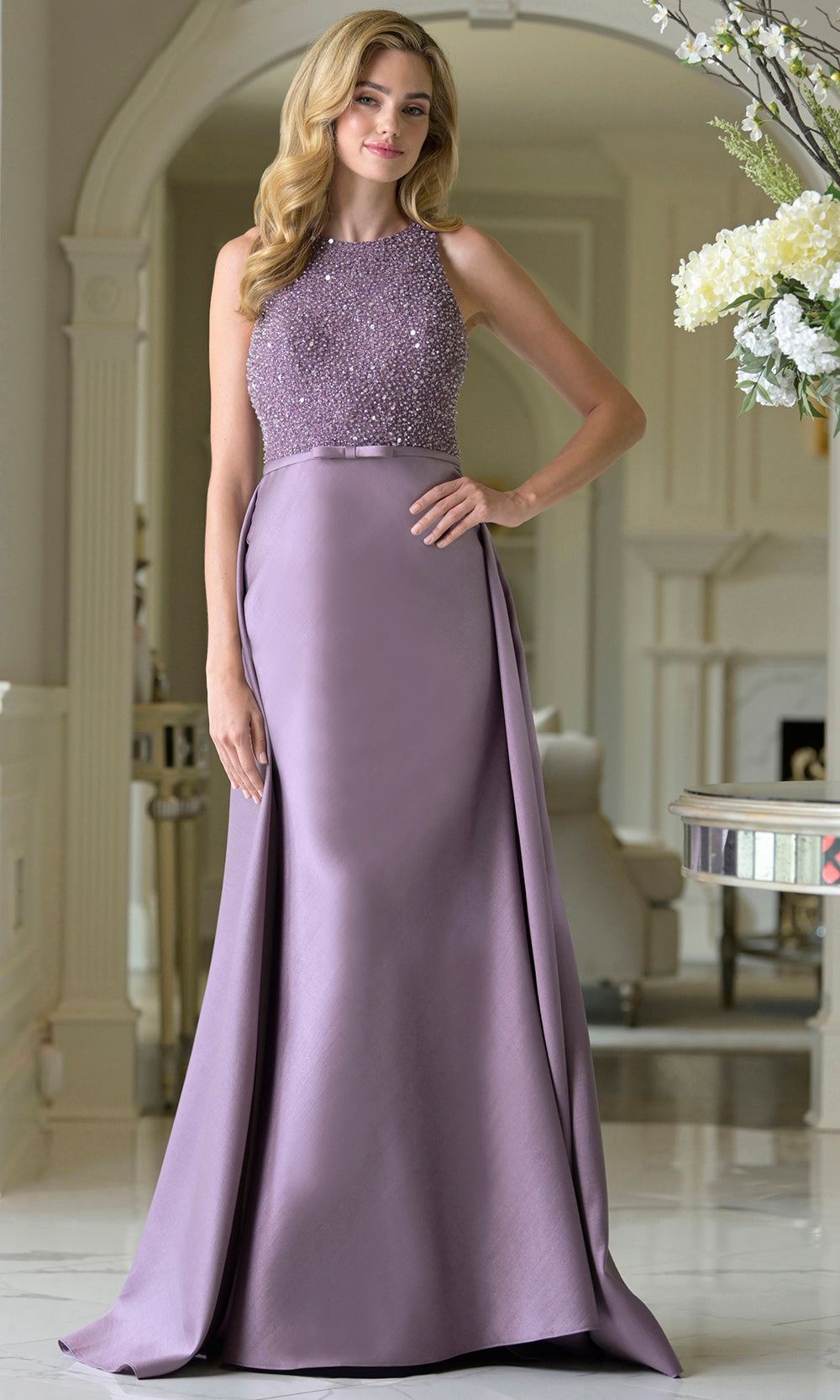Rina di Montella RD3404-1 - Overskirt Jewel Neck Evening Gown Formal Gowns