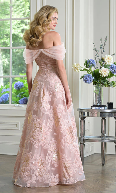 Rina di Montella RD3406-1 - Off Shoulder Embellished Long Gown Formal Gowns