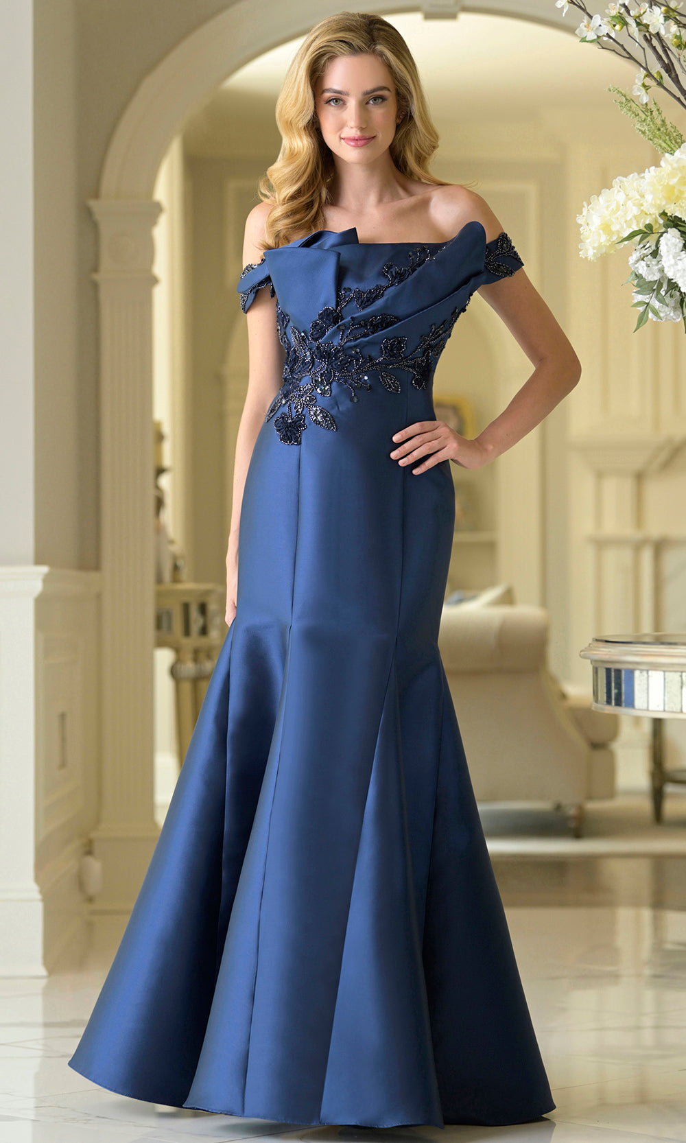 Rina di Montella RD3408 - Structured Ruffle Off Shoulder Gown Formal Gowns