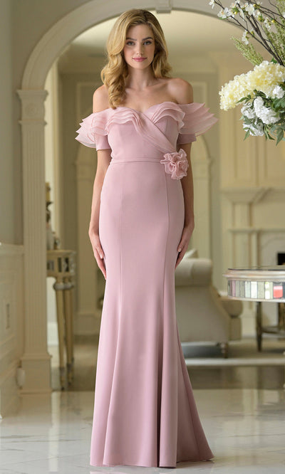 Rina di Montella RD3418 - Short Sleeve Sheath Dress with Ruffles Formal Gowns