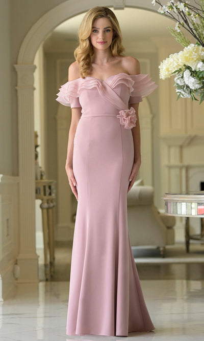 Rina di Montella RD3418-1 - Long Off-Shoulder Ruffle Dress Formal Gowns