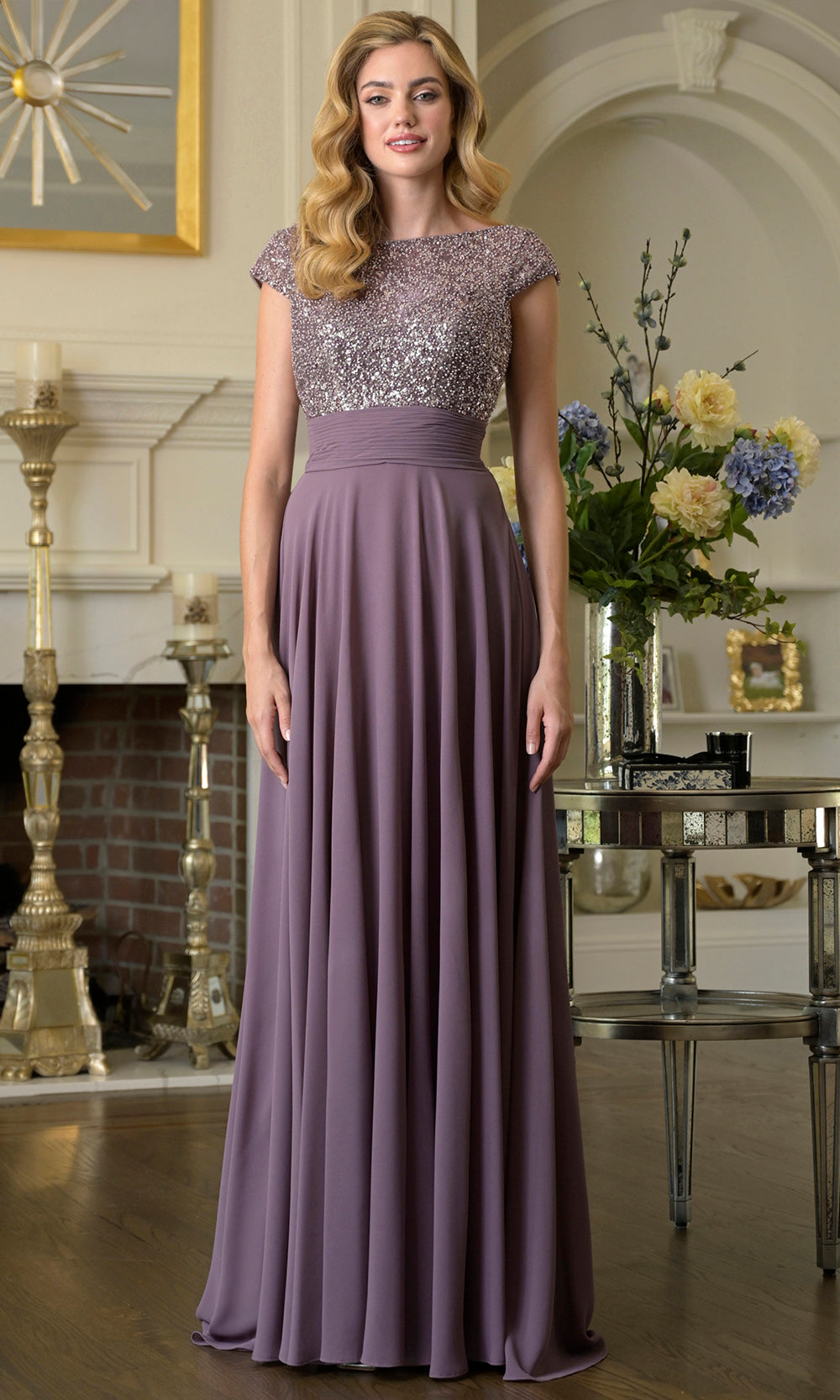 Rina di Montella RD3419 - Bateau A-Line Skirt Chiffon Dress Formal Gowns