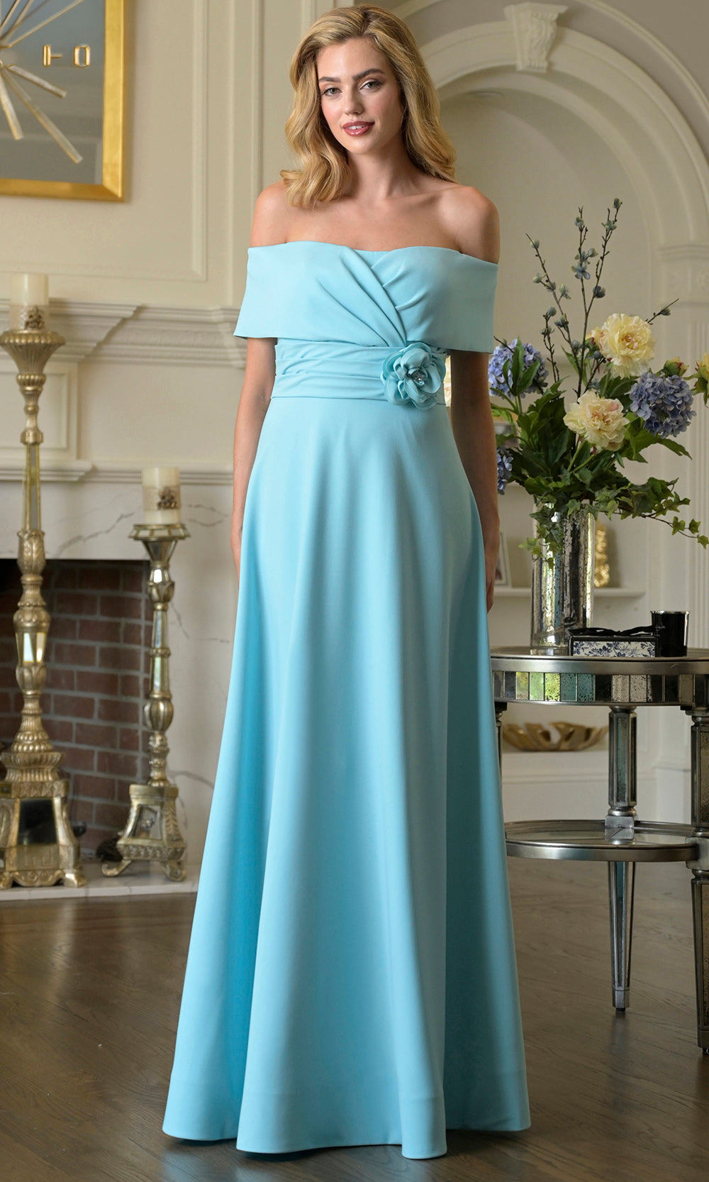 Rina di Montella RD3423-1 - Pleated Waist A-line Formal Gown Formal Gowns
