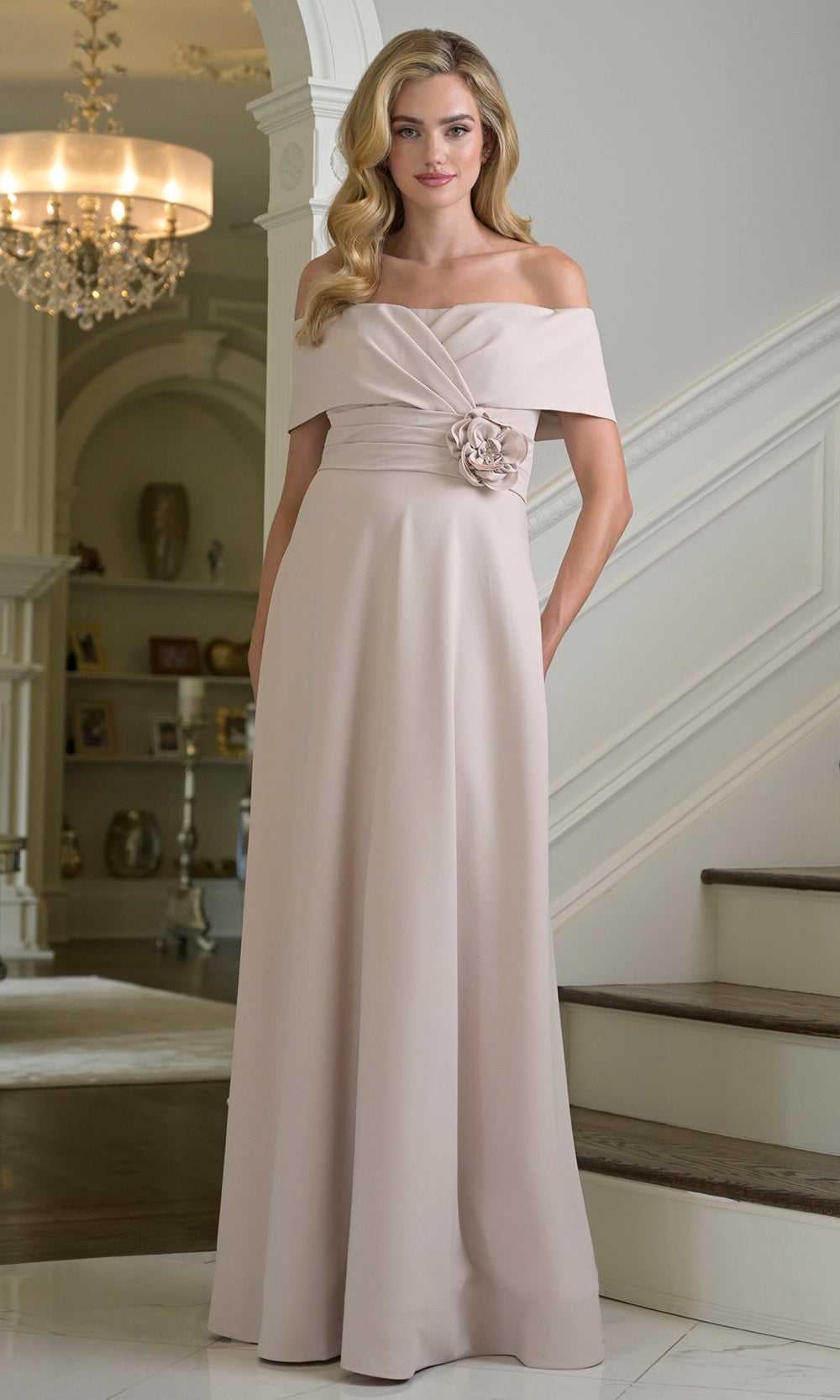 Rina di Montella RD3423-1 - Pleated Waist A-line Formal Gown Formal Gowns