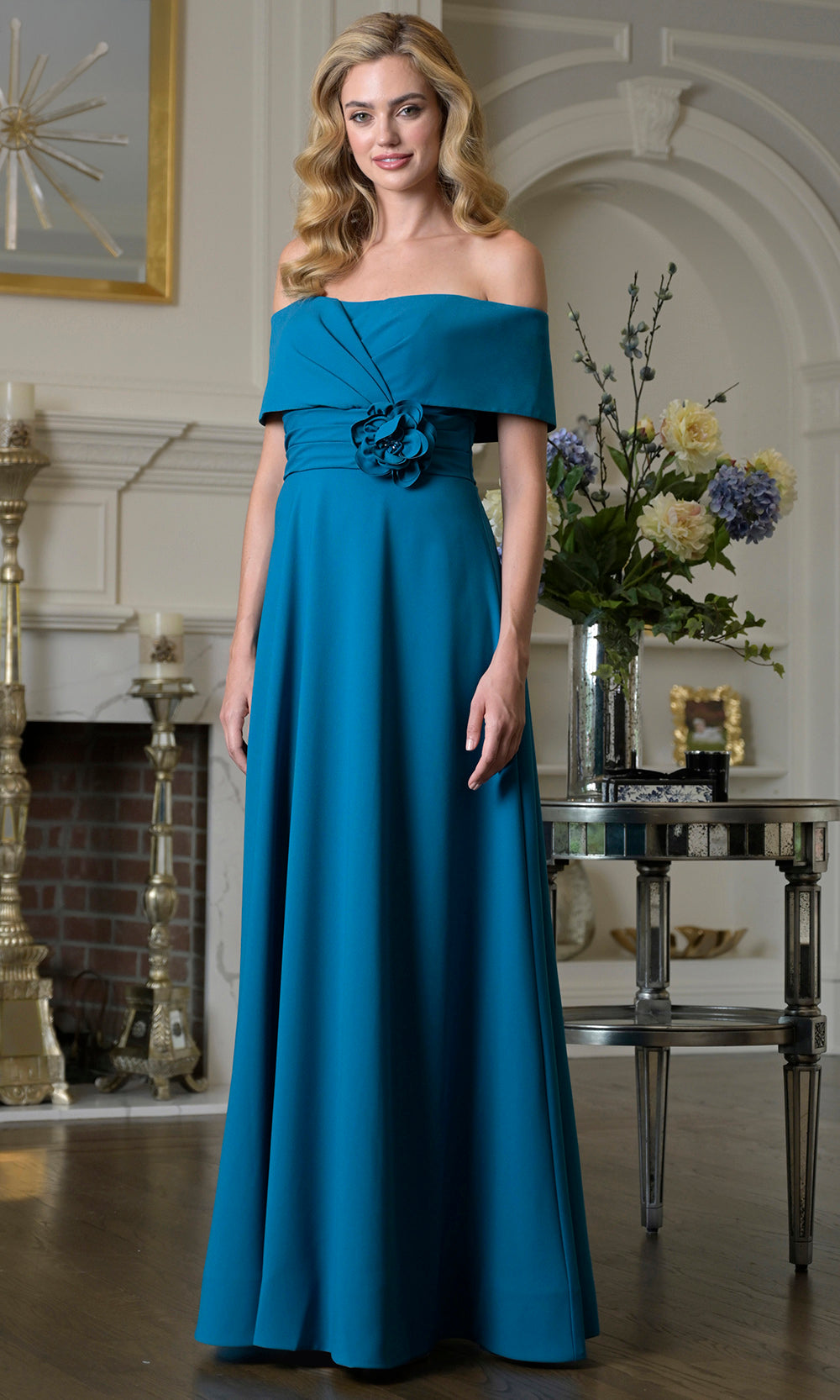 Rina di Montella RD3423 - Pleated Waist Short Sleeve Dress Formal Gowns