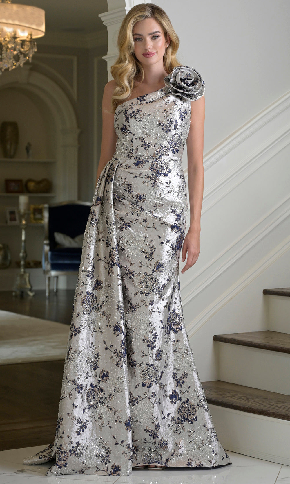 Rina di Montella RD3424 - Rosette Sheath Evening Gown