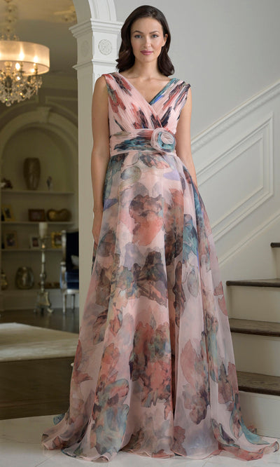 Rina di Montella RD3426 - Print Organza A-line Sleeveless Gown Formal Gowns