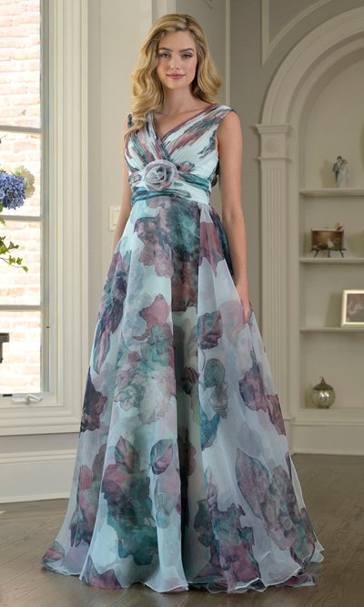 Rina di Montella RD3426-1 - Flowing A-Line Watercolor Print Gown Formal Gowns