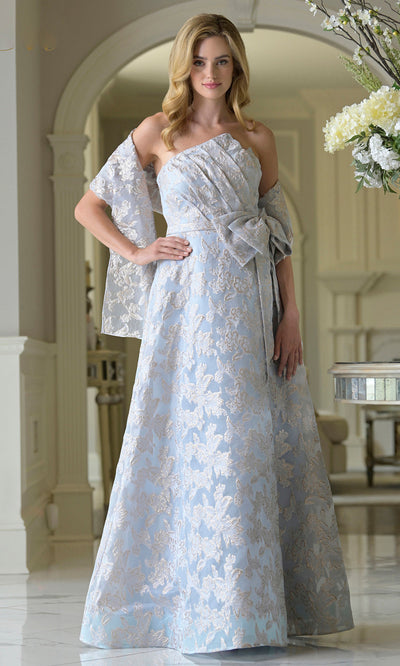 Rina di Montella RD3427 - Oversized Bow Jacquard A-line Gown Formal Gowns