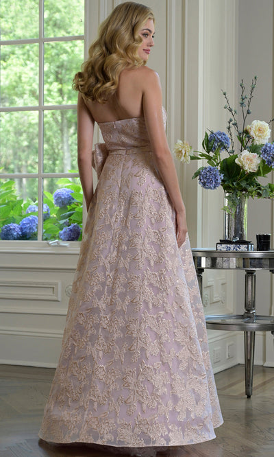 Rina di Montella RD3427-1 - Strapless Bow Accent Jacquard Gown Formal Gowns