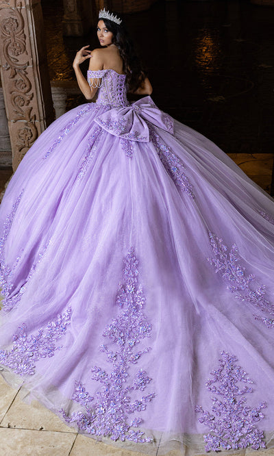 Rachel Allan RQ1165 - Floral Embroidered Puff Sleeve Tulle Gown Quinceanera Dresses