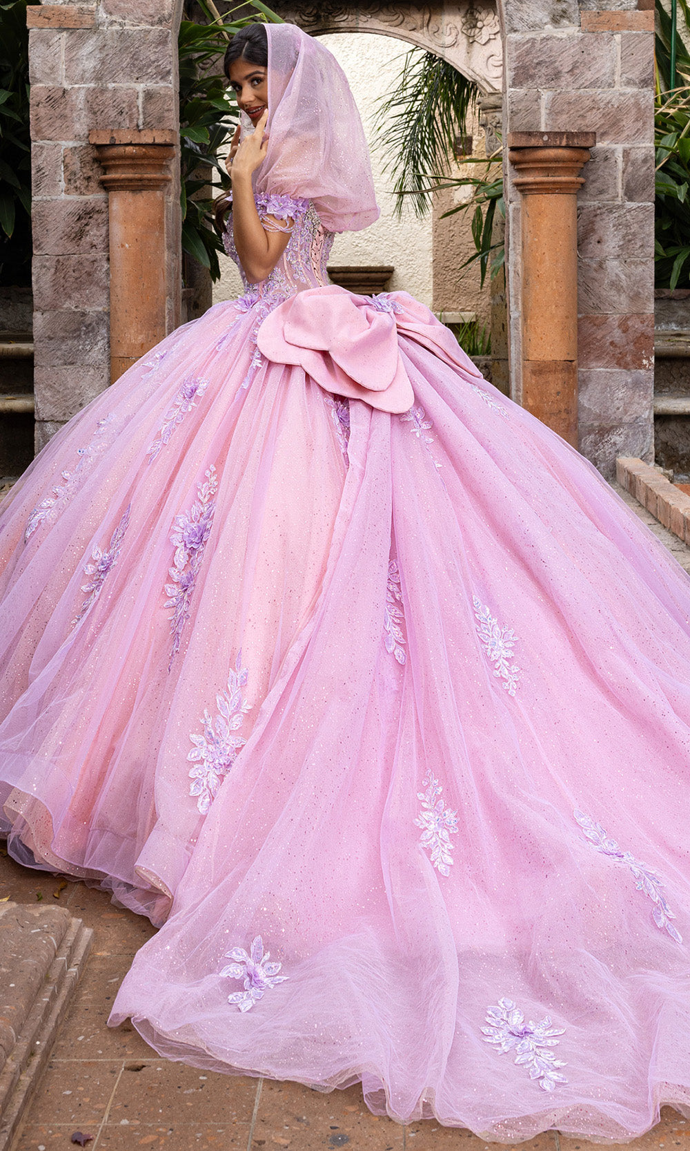Rachel Allan RQ1166 - Basque Waist Sweetheart Gown with Appliques Quinceanera Dresses