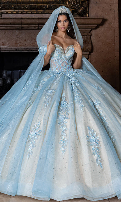 Rachel Allan RQ1166 - Basque Waist Sweetheart Gown with Appliques Quinceanera Dresses