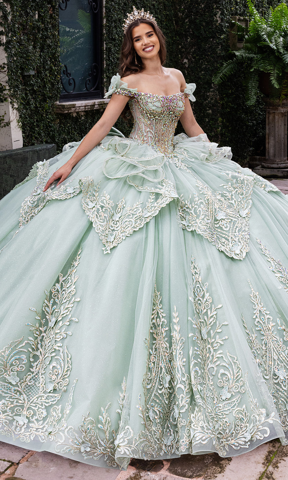 Rachel Allan RQ1180 - Statement Quinceanera Ball Gown Quinceanera Dresses in Sage
