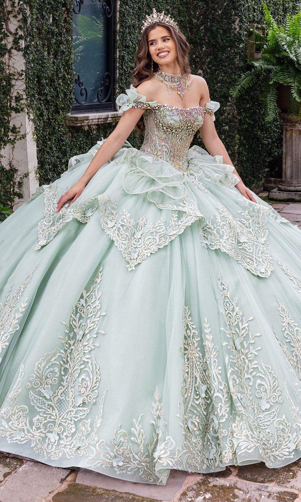 Rachel Allan RQ1180 - Statement Quinceanera Ball Gown Quinceanera Dresses in Sage