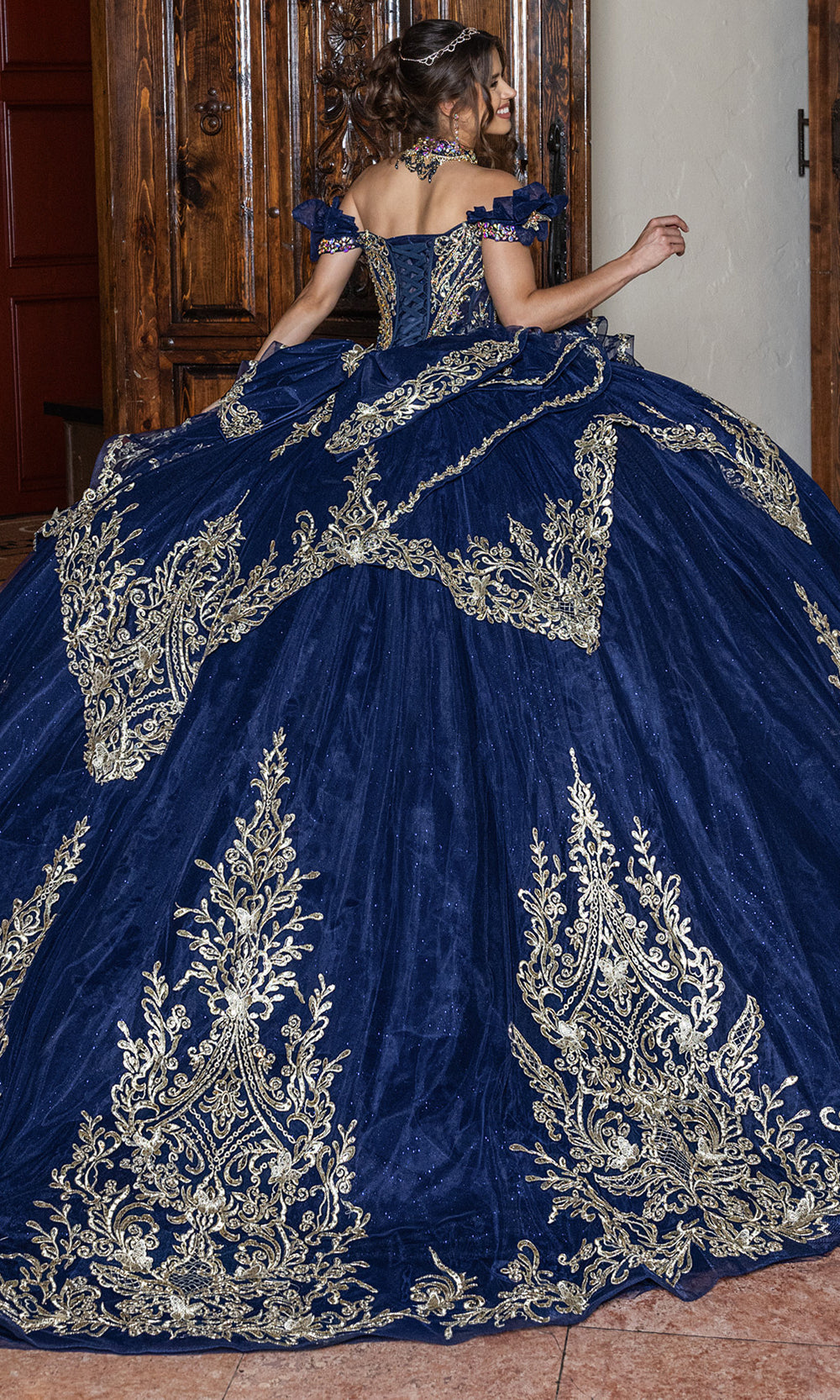 Rachel Allan RQ1180 - Statement Quinceanera Ball Gown Quinceanera Dresses in Navy Gold