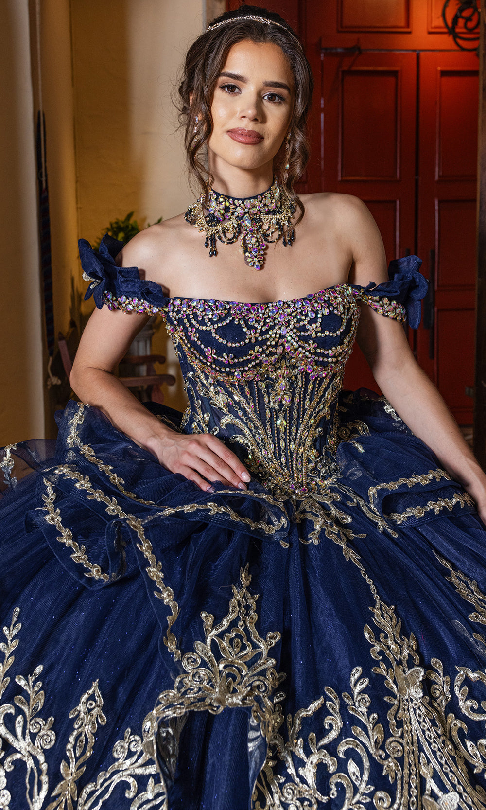 Rachel Allan RQ1180 - Statement Quinceanera Ball Gown Quinceanera Dresses in Navy Gold