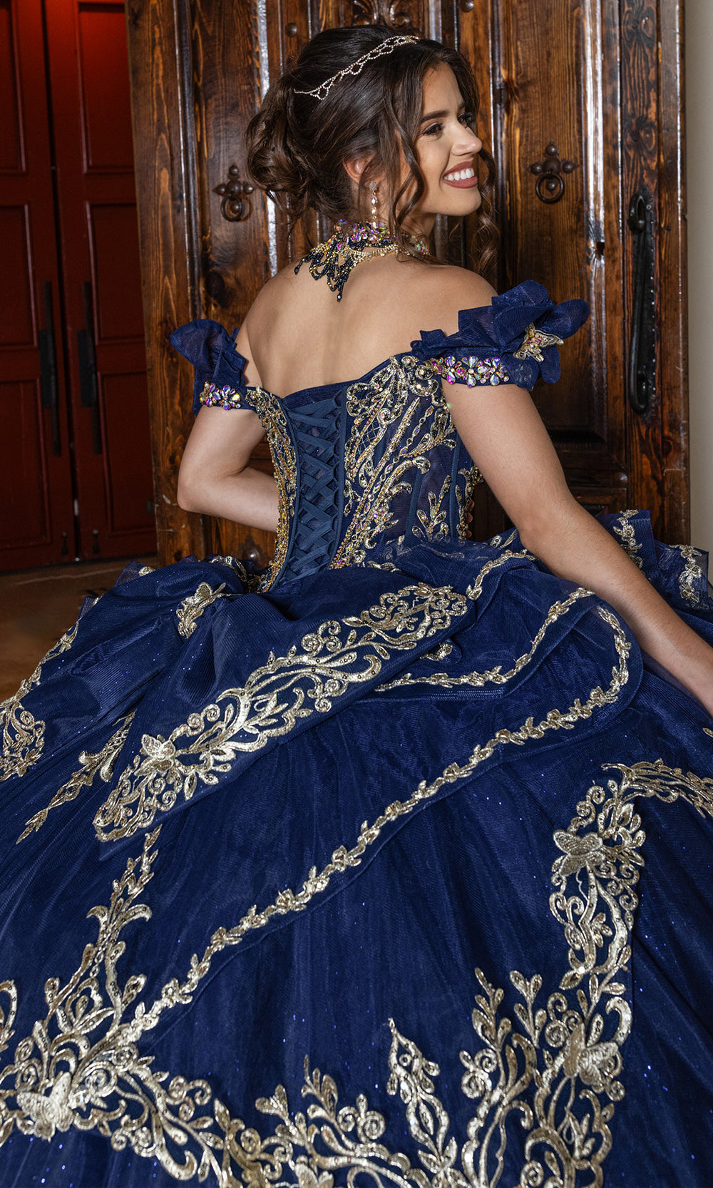 Rachel Allan RQ1180 - Statement Quinceanera Ball Gown Quinceanera Dresses in Navy Gold