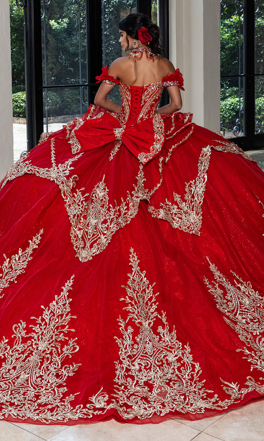 Rachel Allan RQ1180 - Statement Quinceanera Ball Gown Quinceanera Dresses in Deep Red