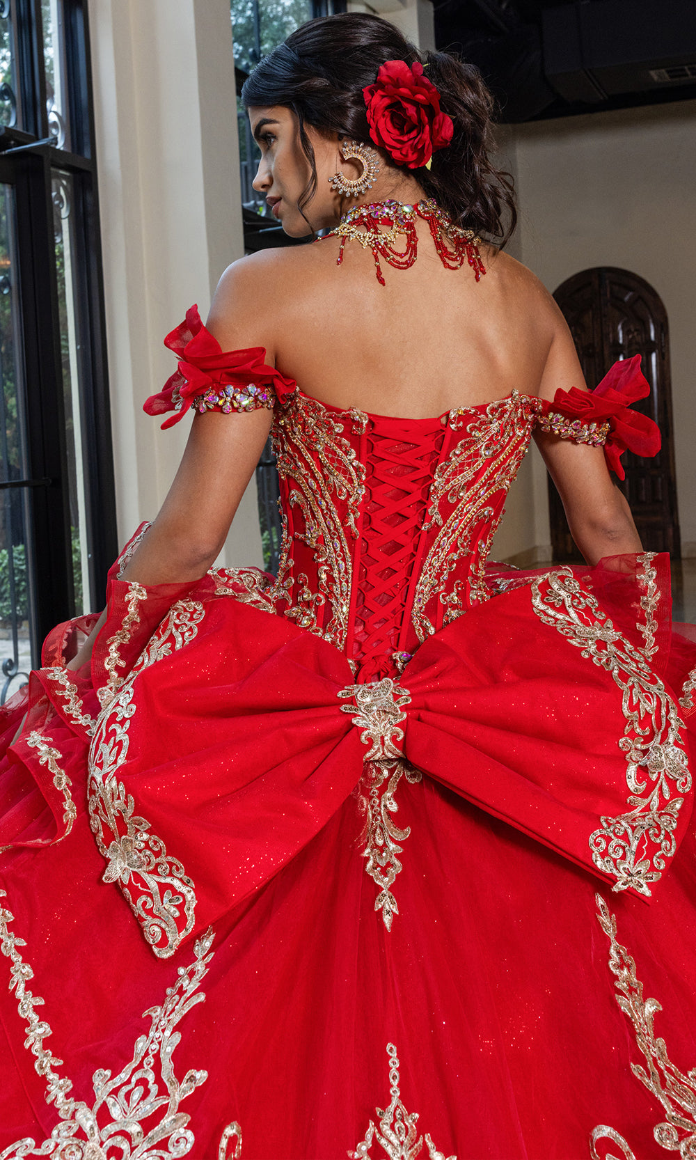 Rachel Allan RQ1180 - Statement Quinceanera Ball Gown Quinceanera Dresses in Deep Red