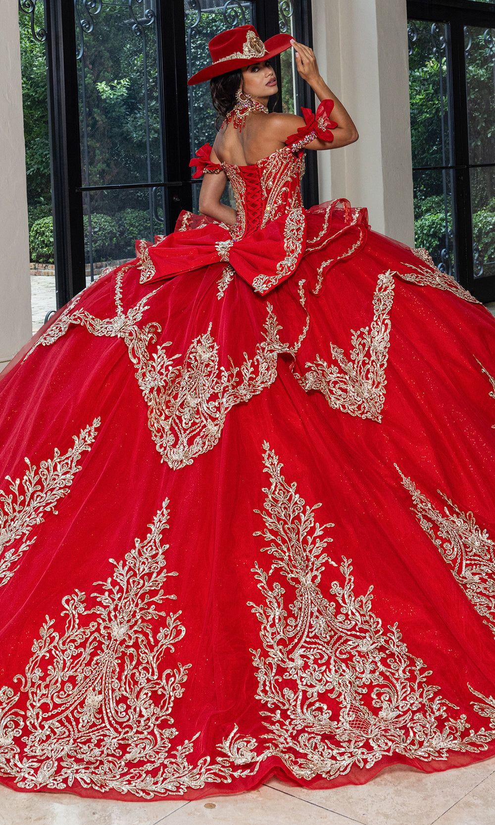 Rachel Allan RQ1180 - Statement Quinceanera Ball Gown Quinceanera Dresses in Deep Red