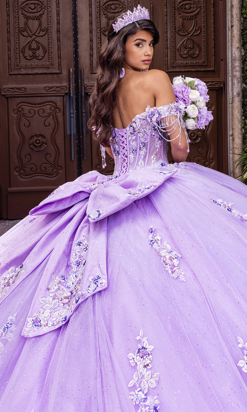 Rachel Allan RQ1184 - Off Shoulder Quinceanera Gown Quinceanera Dresses in Lilac Multi