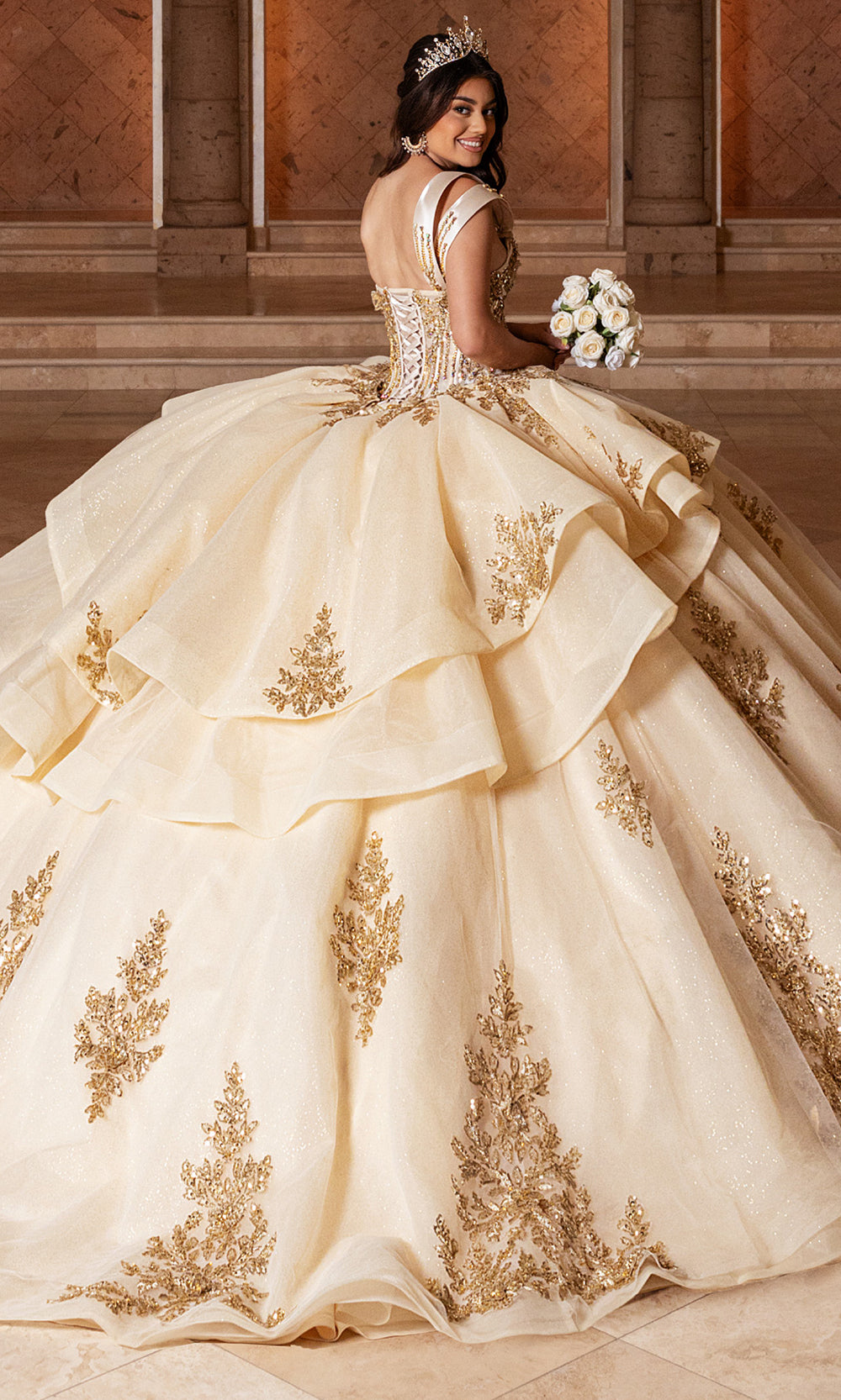 Rachel Allan RQ1186 - Couture Quinceanera Ball Gown Quinceanera Dresses in Champagne Gold
