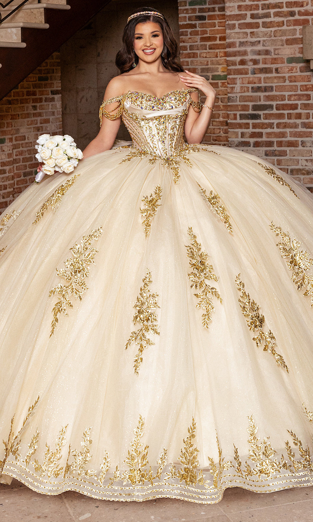Rachel Allan RQ1187 - Couture Quinceanera Ball Gown Quinceanera Dresses in Champagne Gold