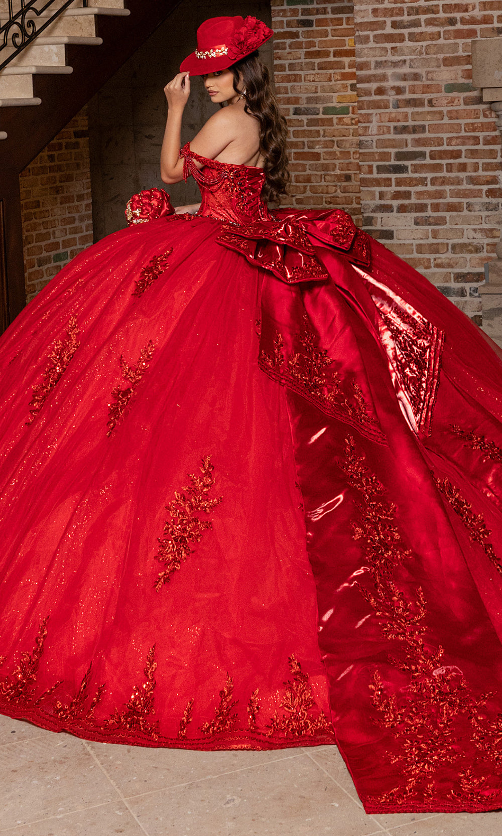 Rachel Allan RQ1187 - Couture Quinceanera Ball Gown Quinceanera Dresses in Deep Red