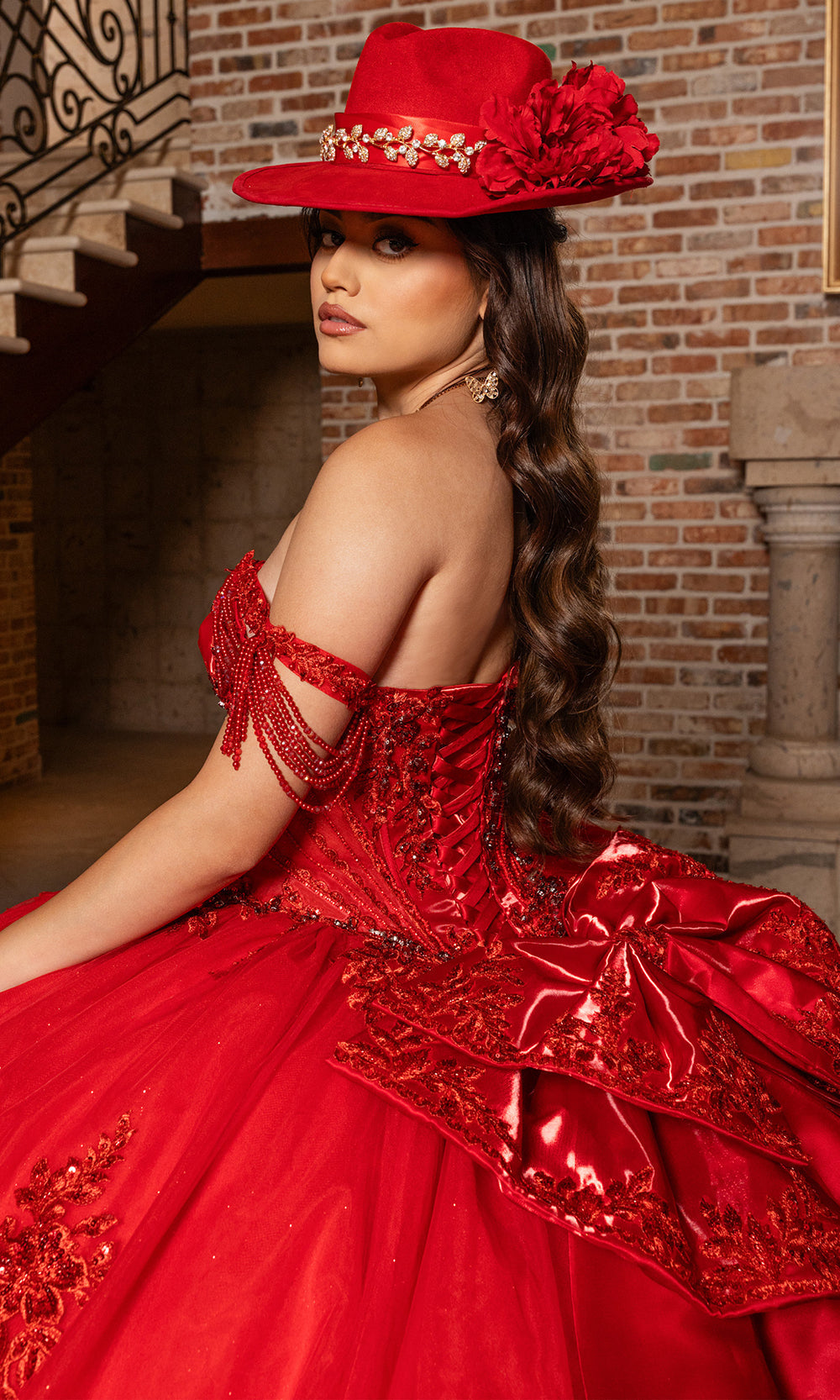 Rachel Allan RQ1187 - Couture Quinceanera Ball Gown Quinceanera Dresses in Deep Red