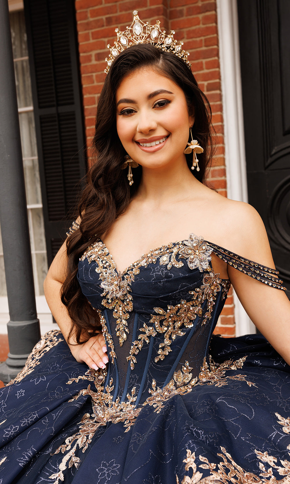 Rachel Allan RQ1191 - Applique Sweetheart Layered Ballgown Quinceanera Dresses in Blue Gold   