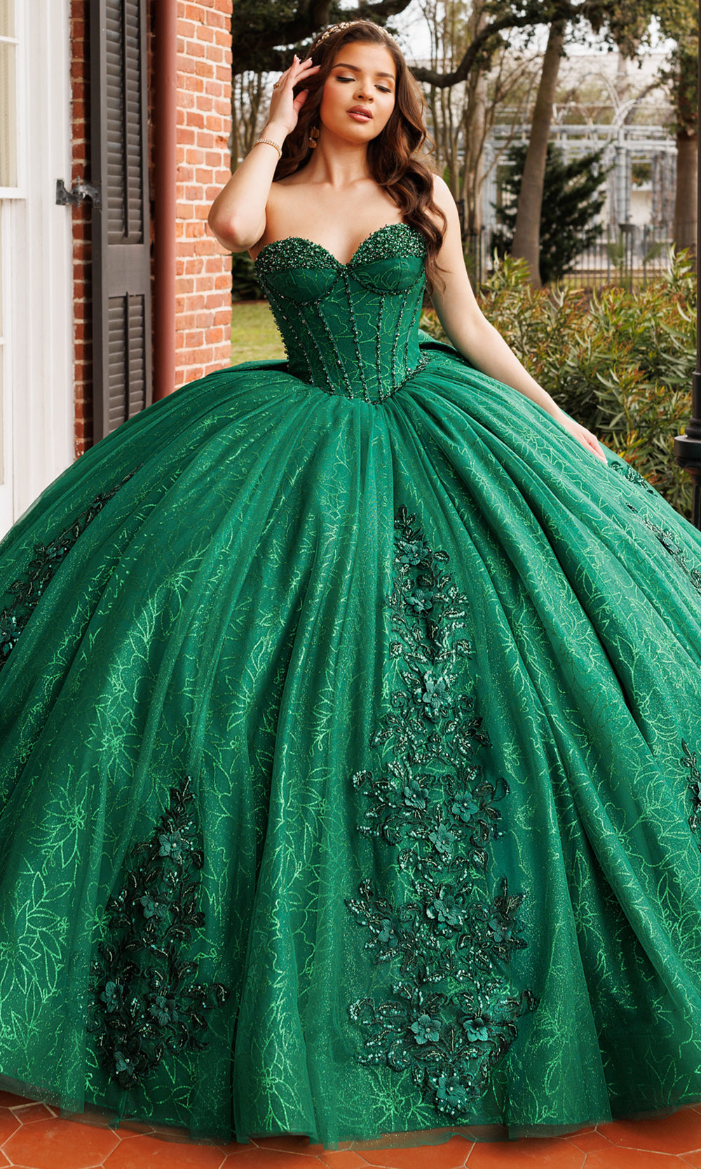 Rachel Allan RQ1195 - Sweetheart Floral Ornate Ballgown with Jacket Quinceanera Dresses in Green    