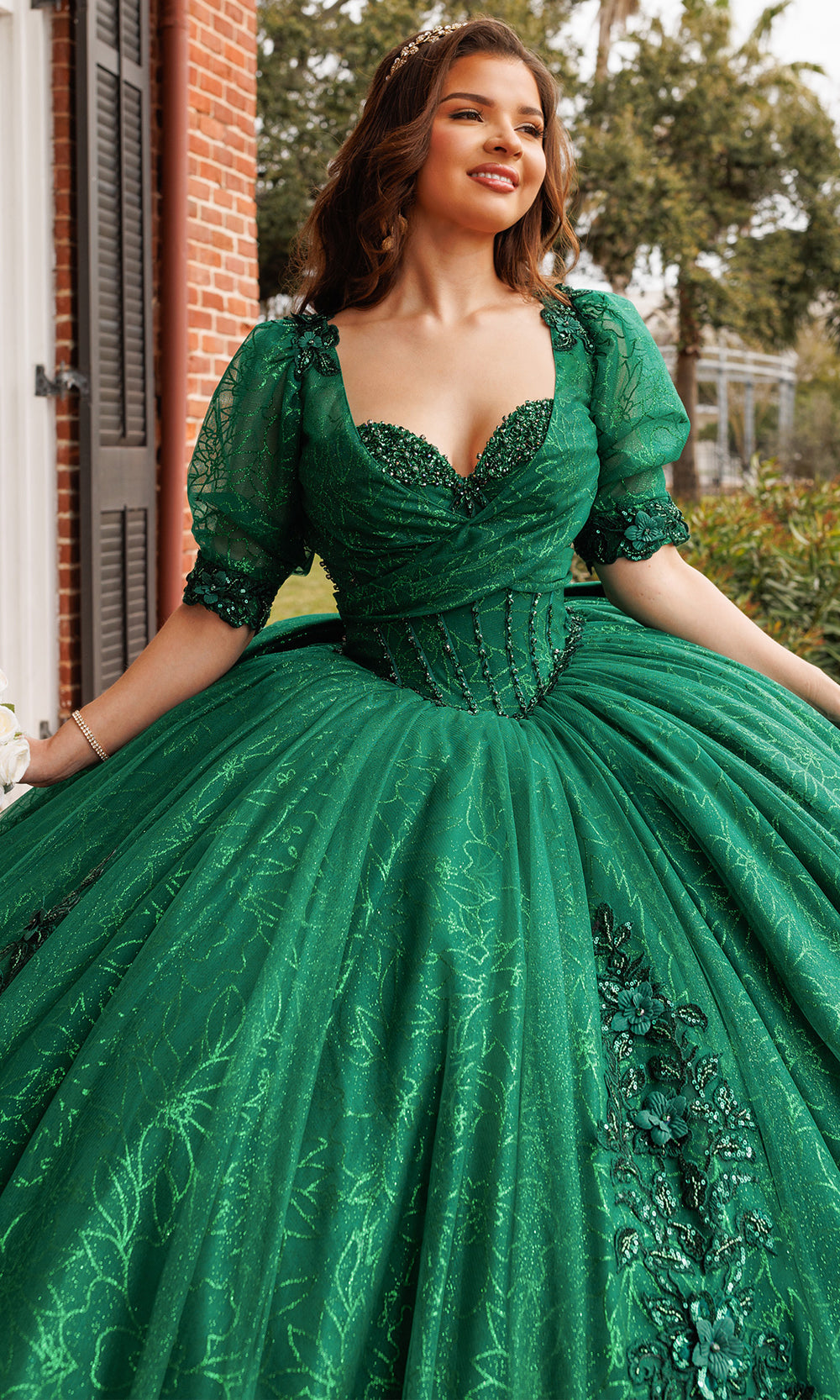 Rachel Allan RQ1195 - Sweetheart Floral Ornate Ballgown with Jacket Quinceanera Dresses in Green    