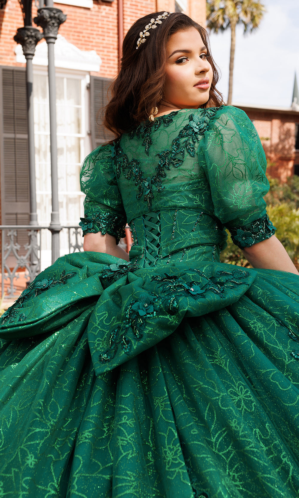 Rachel Allan RQ1195 - Sweetheart Floral Ornate Ballgown with Jacket Quinceanera Dresses in Green    