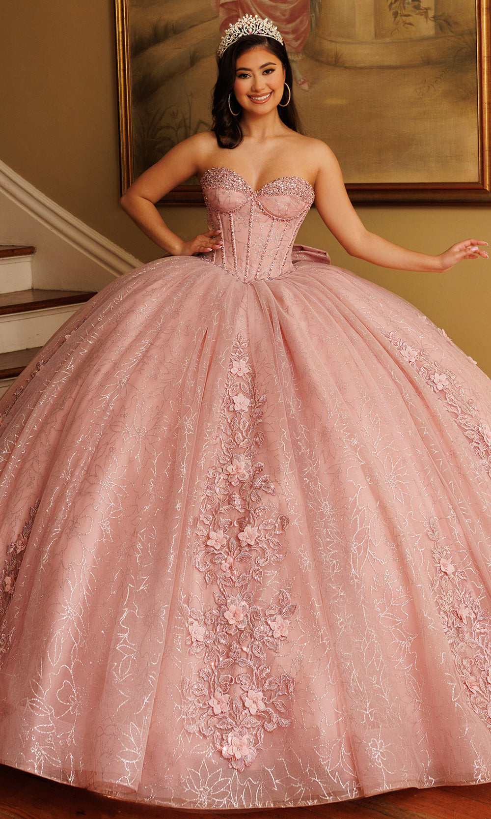 Rachel Allan RQ1195 - Sweetheart Floral Ornate Ballgown with Jacket Quinceanera Dresses in Pink    
